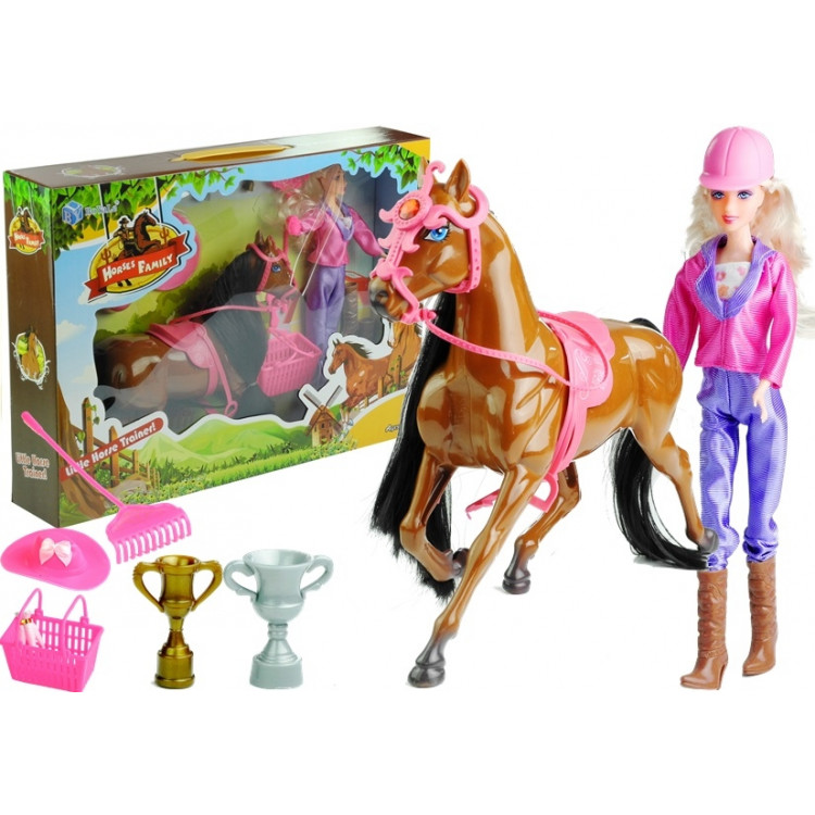 Dievčenský set  - bábika a hnedý koník
